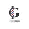 Letter G Barber Pole Logo Design Vector Icon Graphic