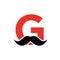 Letter G Barbershop Logo Design. Hairstylist Logotype For Mustache Style and Fashion Symbol