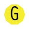 The letter G is black in color with a yellow decagon