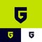 Letter G like a shield. G monogram. Emblem of antivirus or protection system.