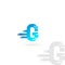 Letter G logo. Blue distorted vector icon. Speed concept font.