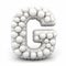 letter G made of white ball like object on white background generative AI