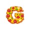 Letter G pizza font. Italian meal alphabet. Lettring fast food