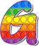 Letter G. Rainbow colored letters in the form of a popular children's game pop it.