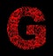 Letter G red artistic fiber mesh style isolated on black