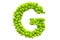 Letter G from tennis balls, 3D rendering