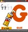 Letter G worksheet with cartoon glue tube