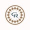 Letter GR Logo Luxury Minimalist Calm Color in Circle of diamond
