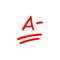 A- letter grade, Letter A minus, test score illustration - Vector