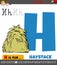 Letter H from alphabet with cartoon haystack