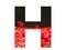 Letter H of the alphabet made with a red poppy sticking out above the field of poppies with a dark background