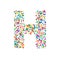 Letter h filled with dense watercolor confetti on.