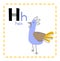 Letter H. Funny Alphabet for young children. Learning English for kids concept with a font in black capital letters in