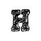 Letter H. Handwritten by chalk. Bold font. Vector illustration. Grunge style alphabet