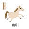 Letter H Horse. Animal and food alphabet for kids. Cute cartoon kawaii English abc. Funny Zoo Fruit Vegetable learning. Education