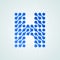 Letter H logo modern halftone icon. Vector flat letter H sign futuristic blue dot line liquid font trendy digital design