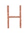 Letter H made of copper wire