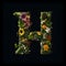 Letter H made of flowers and plants. Flower font concept. AI generated