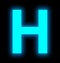 Letter H neon light full isolated on black