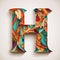 Letter H Papercut Floral.