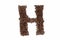 Letter H roasted coffee beans with white background