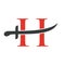 Letter H Swords Logo Vector Template. Swords Icon For Protection and Privacy Symbol