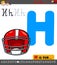 Letter H worksheet with cartoon helmet