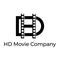 Letter HD logo with negative film icon suitable for movie company