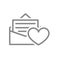 Letter with heart line icon. Customer feedback, user approvement, online message symbol