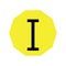 The letter I is black in color with a yellow decagon