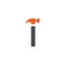 Letter I with with hammer renovation, building services, repair, construction logo design template. Orange and Grey color icon.