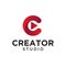 Letter Initial C with Play Button for Creator Logo Design Template