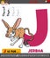 Letter J from alphabet with cartoon jerboa animal character