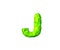 Letter J in cosmic style isolated on white background - green alien flesh font, 3D illustration of symbols
