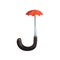 Letter J formed of red handle umbrella. Detailed cartoon character. Concept of English alphabet, ABC. Colored flat