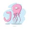 Letter J with funny Jellyfish