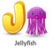 Letter J is for Jellyfish cartoon alphabet