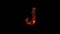 letter J made of very hot magma rocks on black, isolated - object 3D rendering