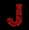 Letter J red artistic fiber mesh style isolated on black