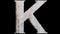 letter k 3d font crumbling stone effect carved