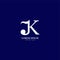 Letter K Alphabet Music Logo Design. Initial, Musical Note, Quaver, Eighth Notes logo concept isolated on Navy Blue Color