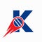 Letter K Cricket Logo Concept With Moving Ball Icon For Cricket Club Symbol. Cricketer Sign