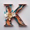 Letter K Embellished with Floral Designs, Elegant Paper Quilling Art