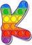 Letter K. Rainbow colored letters in the form of a popular children's game pop it.