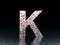 Letter K, rusty alphabet symbol font series on black