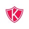 Letter K shield logo, safe icon vector, secure protection concept