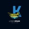 Letter K Water Plane Logo Design Vector Graphic