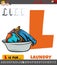 Letter L from alphabet with cartoon laundry graphic