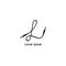 Letter L Alphabet vector illustration. Cable jack logo concept. Audio logo design template. Handwriting, Isolated, Audio equipment