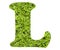 Letter L - Artificial green grass background. Top view